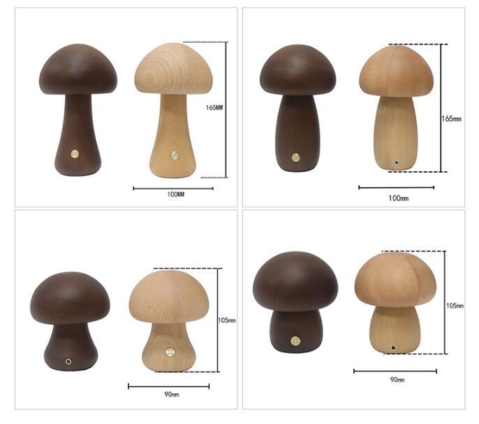 INS Wooden Cute Mushroom LED Night Light With Touch Switch Bedside Table Lamp For Bedroom Childrens Room Sleeping Night Lamps Home Decor