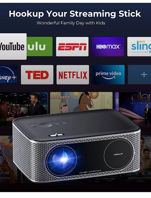 4K Projector with WiFi and Bluetooth, TURBOAMP 5G Native 1080P Movie Projector