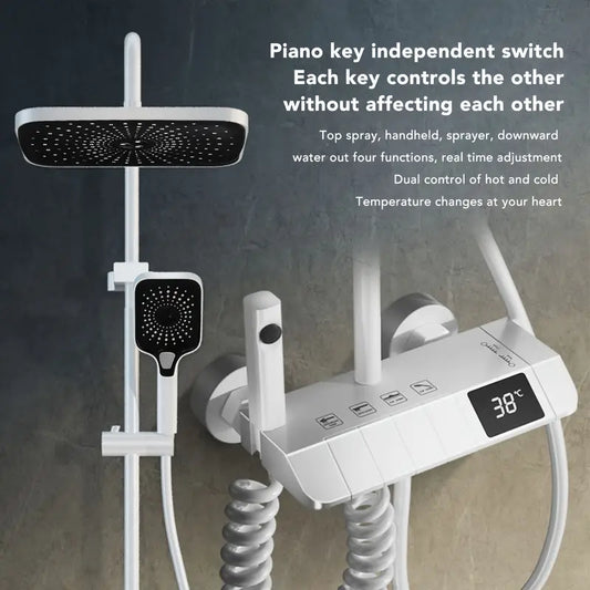 Bathroom Shower Mixer Set Featuring a Piano Key Design, Includes a Hot And Cold